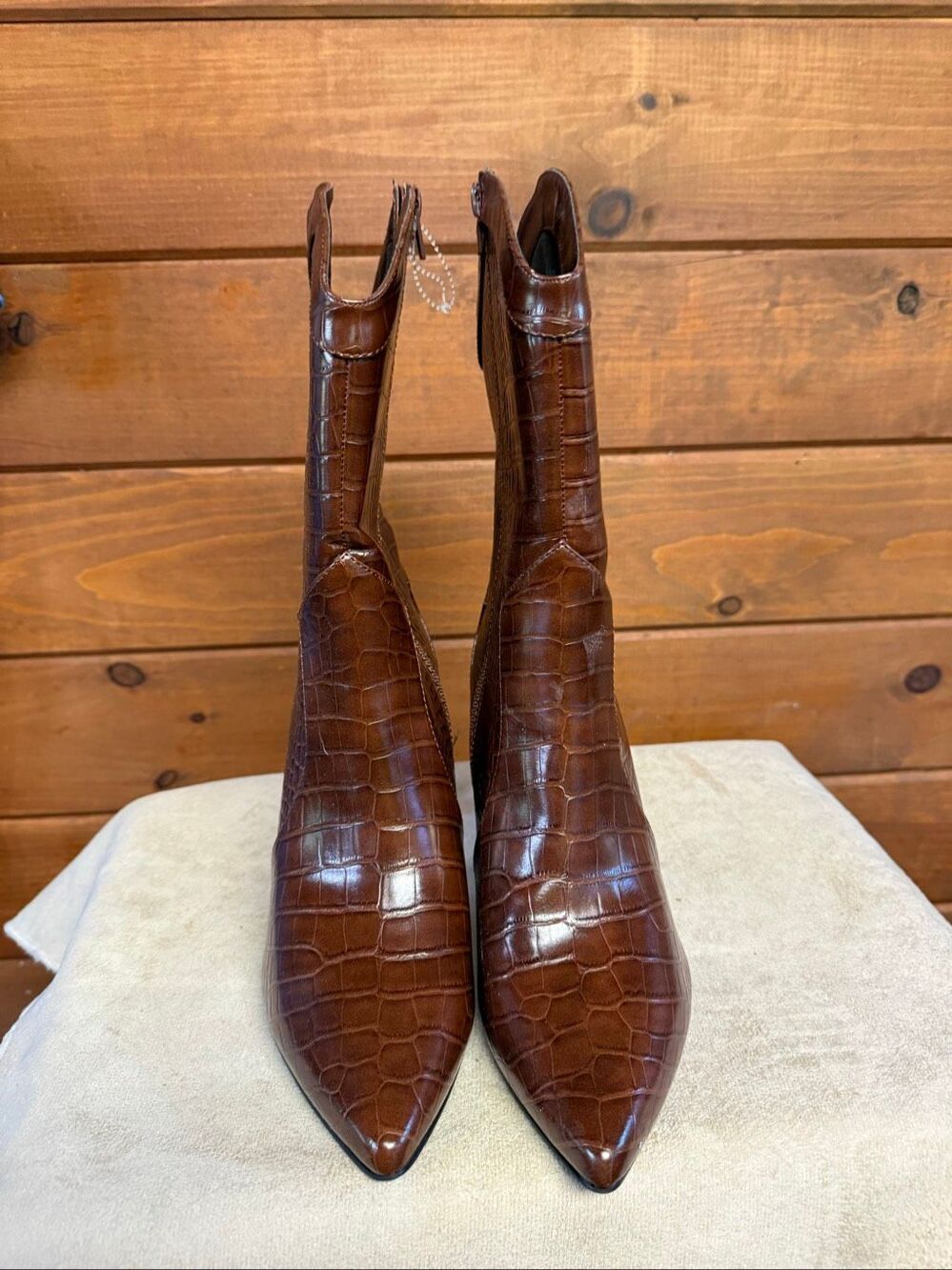 Chinese Laundry Forester western boots croc-embossed texture/ pointed toe Sz 8.5 - Picture 7 of 8